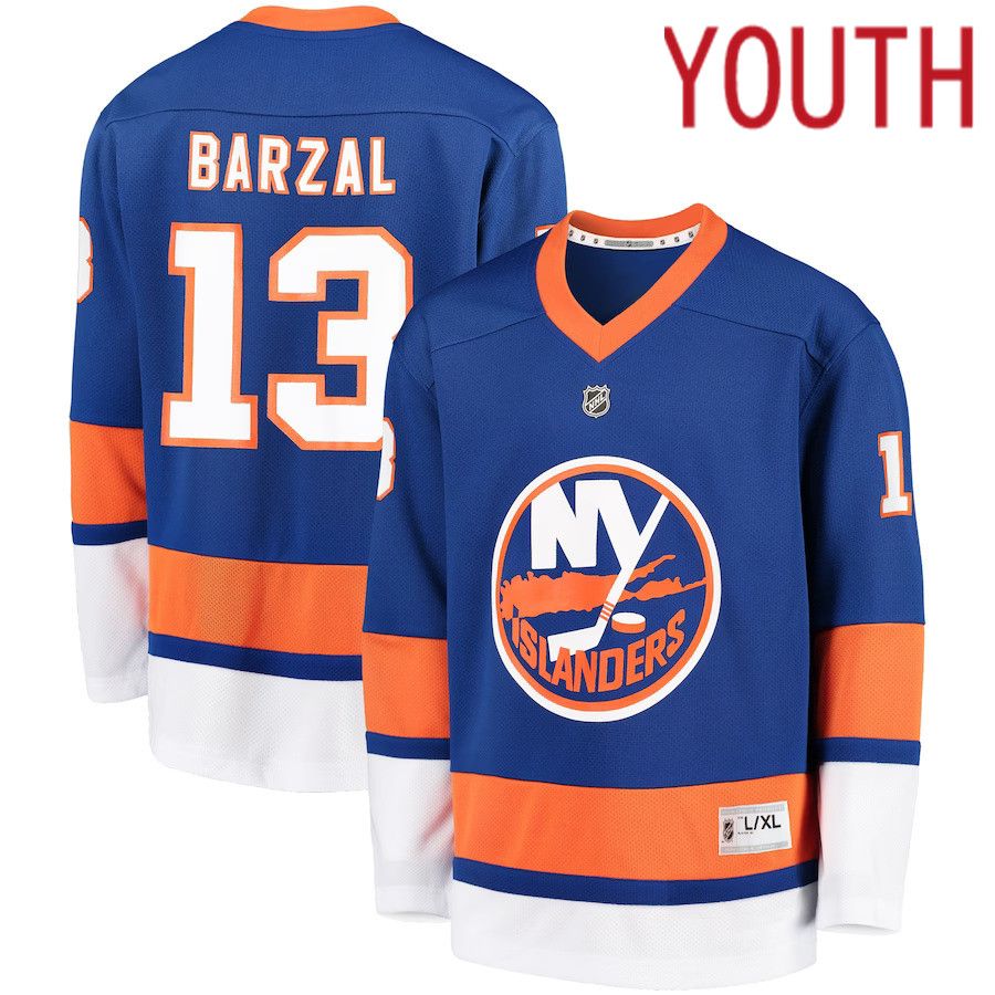 Youth New York Islanders 13 Mathew Barzal Royal Home Player Replica NHL Jersey